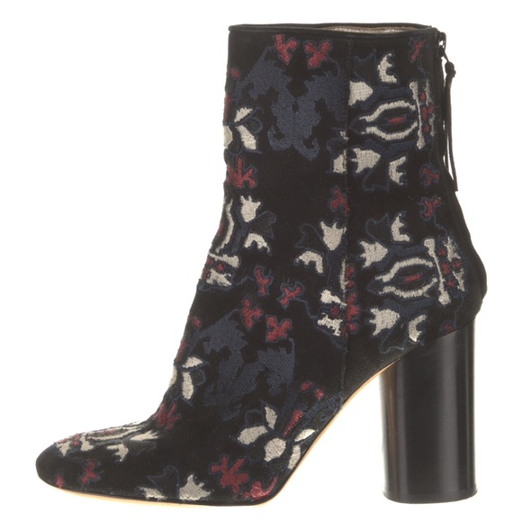 Isabel Marant Shoes - Isabel Marant Boots Guya Embroidered Black Chunky Heel Zip Size 38 (US 8)